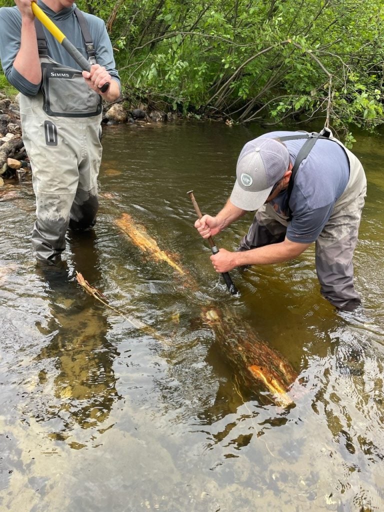 2 men cleaning the spring